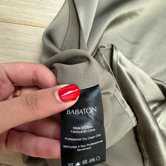 Babaton Silk Murphy Blouse- Dark Taupe/Olive - Picture 9 of 9